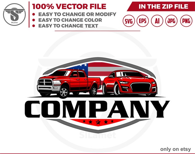 american sport car and pickup logo, automotive logo, luxury car logo, car logo svg, automotive svg , car logo template , car dealer logo