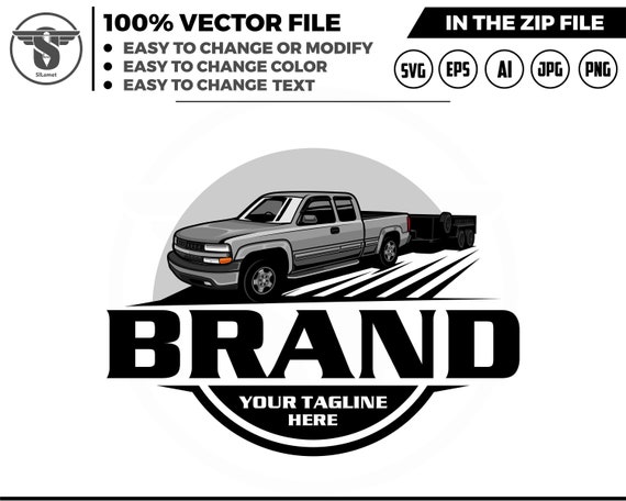 pickup and dump trailer logo, trailer towing logo, truck pickup logo svg, towing Company Logo, pickup truck outline, pickup truck lineart