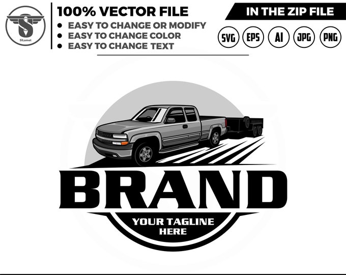 pickup and dump trailer logo, trailer towing logo, truck pickup logo svg, towing Company Logo, pickup truck outline, pickup truck lineart