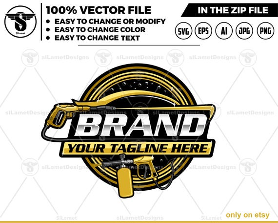 Pressure car wash logo - Pressure Wash car logo - car wash logo template - auto detailing car logo  - Car Detailing logo - car clean logo