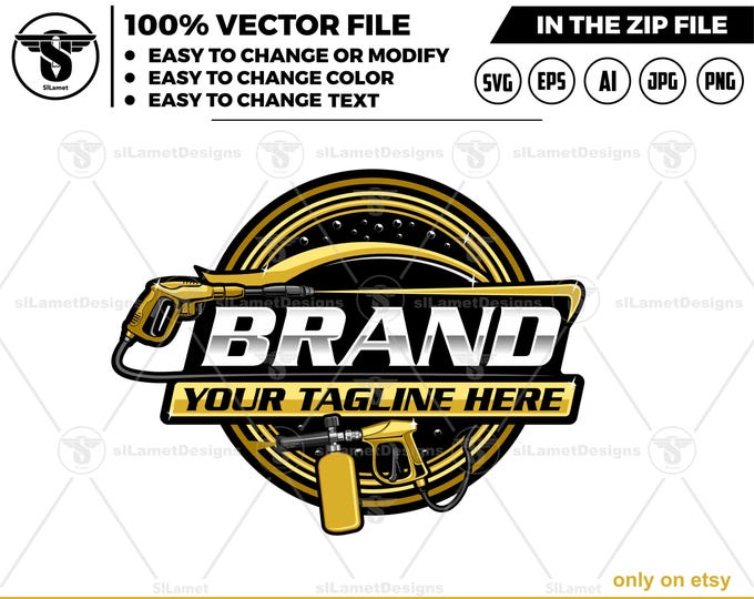 Pressure car wash logo - Pressure Wash car logo - car wash logo template - auto detailing car logo  - Car Detailing logo - car clean logo