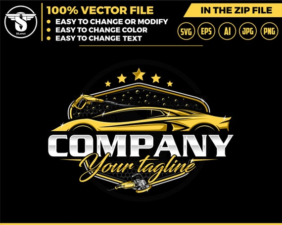 luxury detailing logo  - car gold logo template - Car Detailing Services logo - car wash logo template - car clean logo - auto detailing