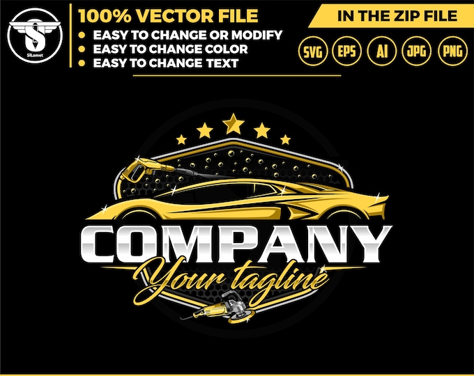 luxury detailing logo  - car gold logo template - Car Detailing Services logo - car wash logo template - car clean logo - auto detailing
