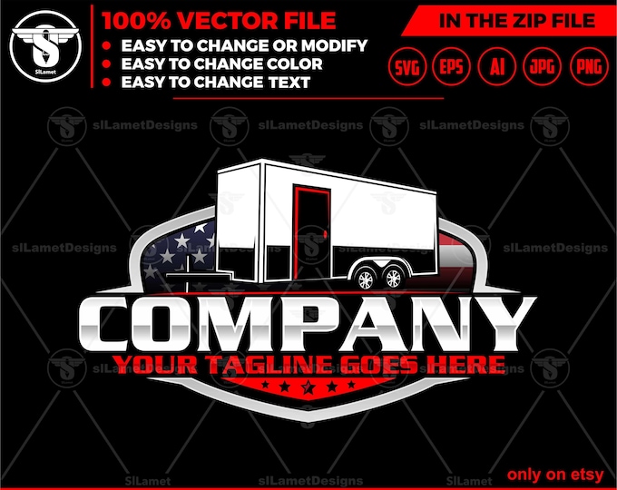 america enclosed trailer logo - trailer shipping logo - trailer logo, box trailer logo
