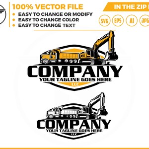 Dump Truck & Excavator Logo: Heavy Equipment SVG (Digital Download)