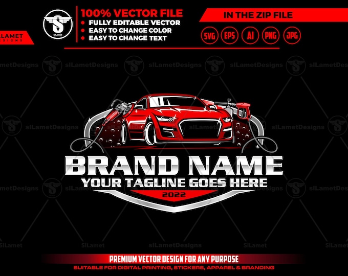 Car Detailing Logo Template: Auto Wash SVG