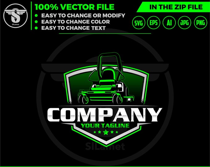 Lawn Mowers logo - Zero Turn mowers logo - grass cleaner logo
