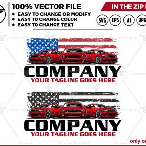 america sport car logo - USA automotive logo - luxury car logo - muscle car logo - car repair garage logo