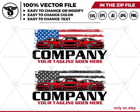 america sport car logo - USA automotive logo - luxury car logo - muscle car logo - car repair garage logo