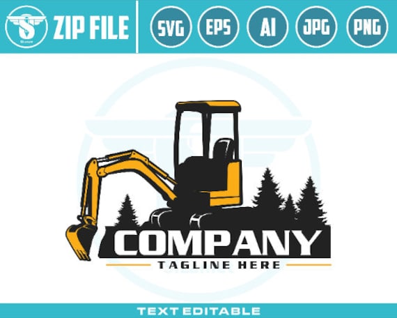 skid steer excavator LOGO, mini excavator, excavator svg, excavator silhouette, digger svg, construction svg, heavy equipment logo , digging