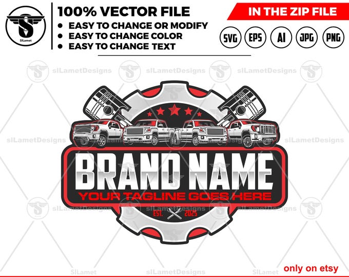 pickup repair logo template - gmc truck - car service - svg
