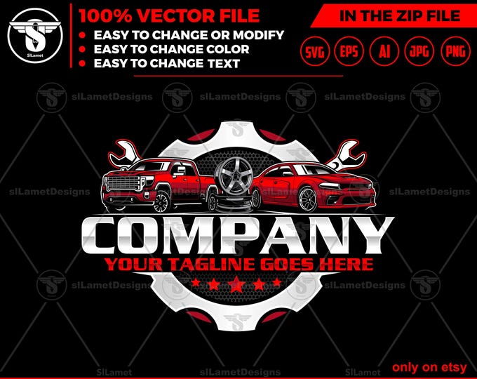 Car Service Logo - Car Repair Logo - Tire Repair Logo - Auto Garage Logo - Vehicle Maintenance Design