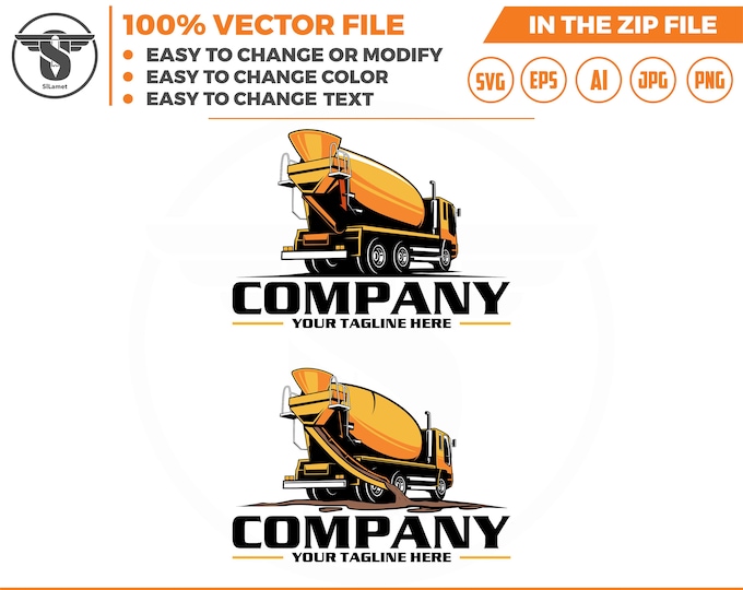 Mixer Truck logo - Cement Mixer Truck logo - Concrete Mixer Truck - truck cemente mixer concrete illustration