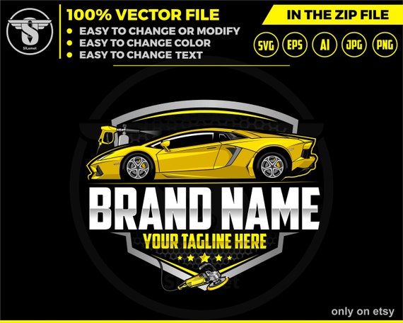 luxury detailing logo - car gold logo template - Car Detailing Services logo - car wash logo template - car clean logo - auto detailing