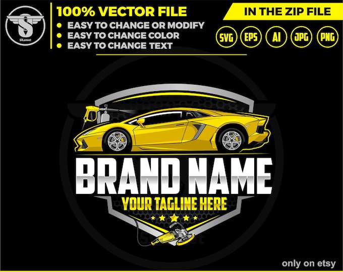 luxury detailing logo - car gold logo template - Car Detailing Services logo - car wash logo template - car clean logo - auto detailing