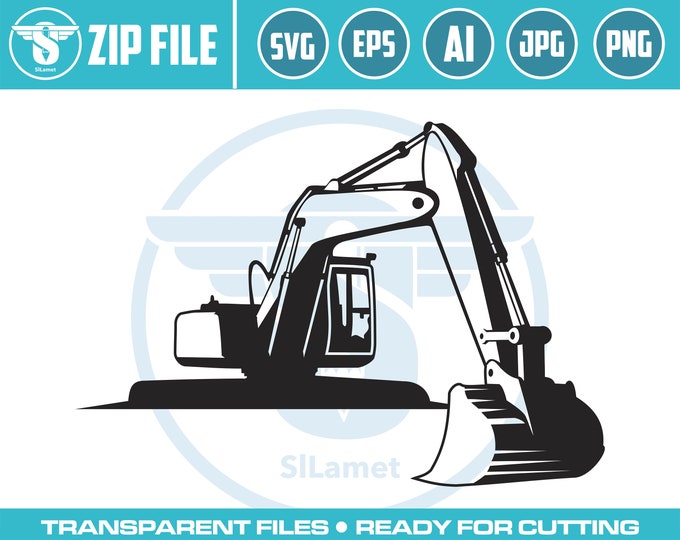 excavator svg, excavator silhouette, digger svg, construction svg, excavator clipart, heavy equipment svg, excavator cut file,mini excavator