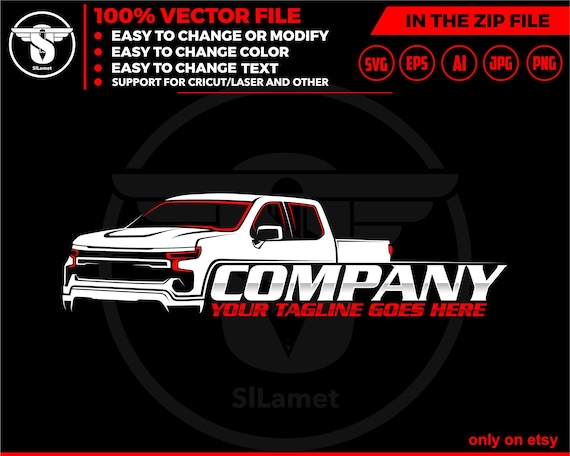 CHEVY pickup truck logo - Chevrolet truck logo - pickup truck logo template - Chevy Silverado Truck - chevy crew cab