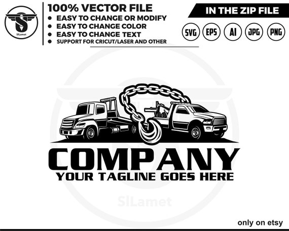 towing truck logo, towing logo template, towing chain svg, towing silhouette logo, towing cricut, tow truck logo, towing service logo