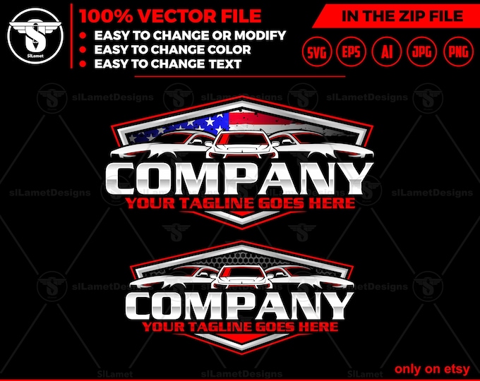 america sport car logo - USA automotive logo - luxury car logo - muscle car logo - car repair garage logo