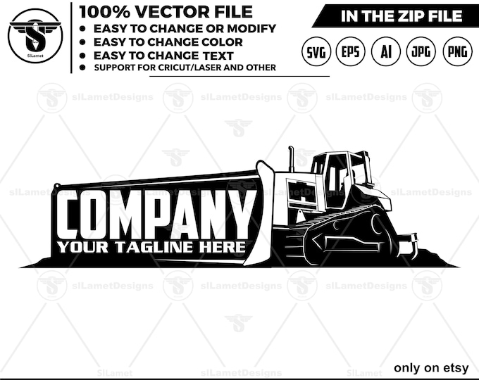 Bulldozer logo - Heavy Equipment logo - Bulldozer svg- bulldozer silhouette , bulldozer cricut