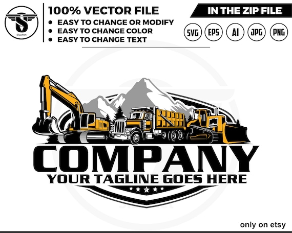 equipment vehicles logo - heavy equipment logo - Bulldozer svg - dump truck - excavator