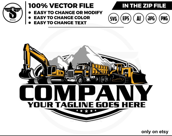 equipment vehicles logo - heavy equipment logo - Bulldozer svg - dump truck - excavator