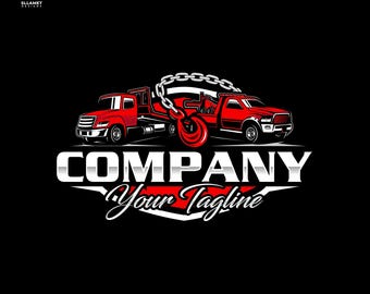 Towing Truck Logo: Editable Vector Design for Roadside Assistance & Recovery Branding (SVG, EPS, PNG)