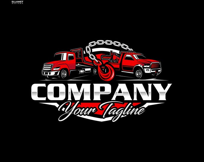 Towing Truck Logo: Editable Vector Design for Roadside Assistance & Recovery Branding (SVG, EPS, PNG)