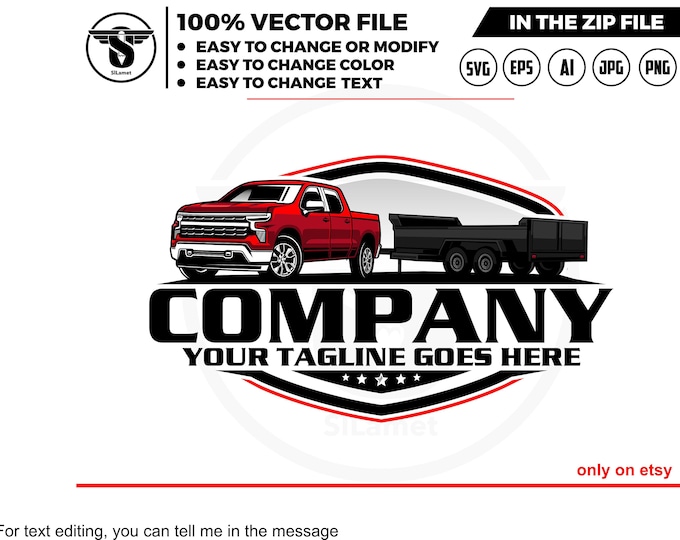 pickup dump trailer , dump trailer logo, pickup svg,trailer logo,trailer towing, logo,towing Company, pickup, 2022 CHEVY SILVERADO 1500 RED