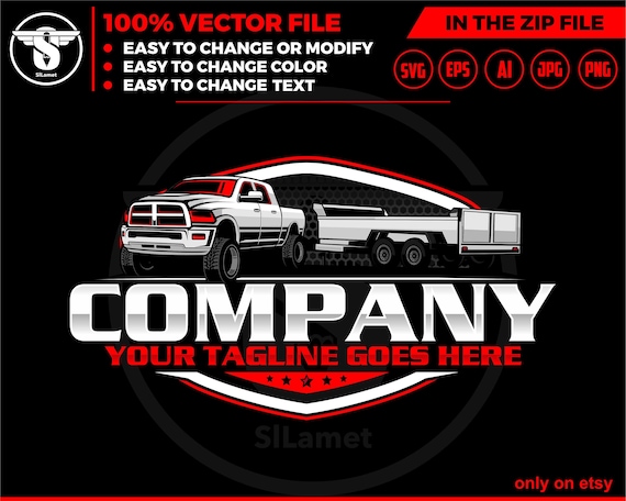 pickup and dump trailer logo - pickup and Bumper Pull Dump Trailer - Dodge Truck - dump rental Logo - ram pickup and dump trailer