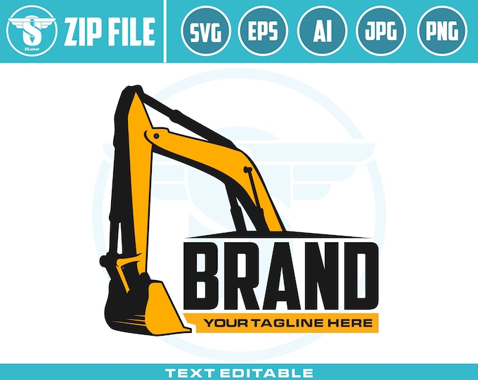bucket excavator logo - Excavator logo svg - Excavator Clipart - Excavator svg - Excavator png - Heavy Equipment svg - Construction Logo svg