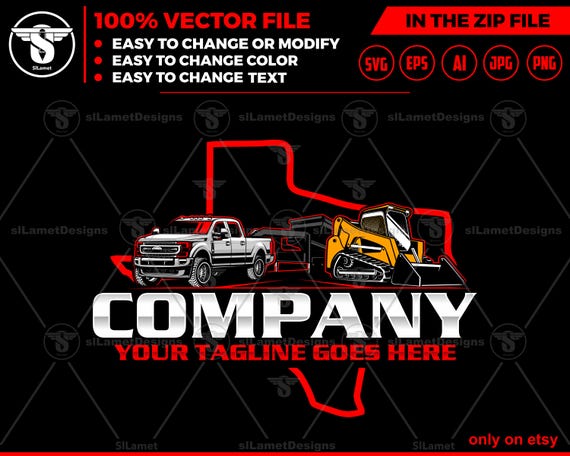 TEXAS pickup truck dump trailer and Skid steer loader logo