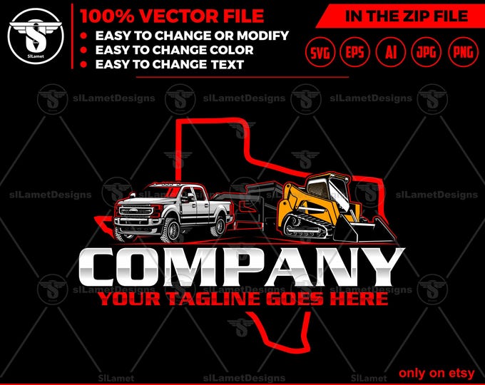 TEXAS pickup truck dump trailer and Skid steer loader logo