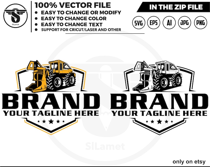Wheeled Feller Buncher logo - logging equipment logo - heavy logging equipment logo - Logging Machines logo