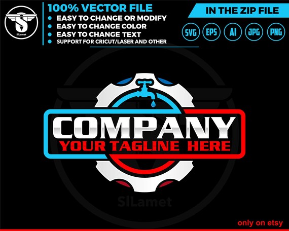 plumbing logo -Plumbing services logo - plumber logo - repair plumbing logo - heating and cooling plumbing