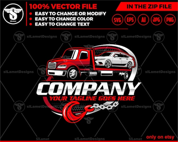 flatbed towing logo - flatbed truck -  towing truck logo, towing logo template, tow truck, International flatbed truck