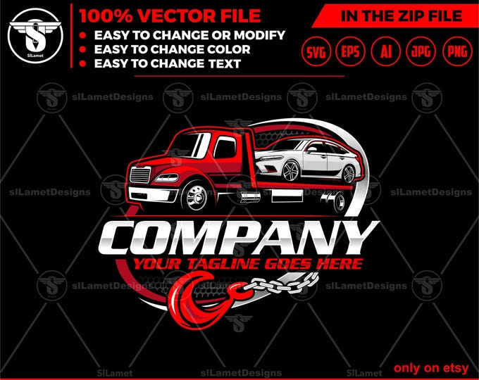 flatbed towing logo - flatbed truck -  towing truck logo, towing logo template, tow truck, International flatbed truck