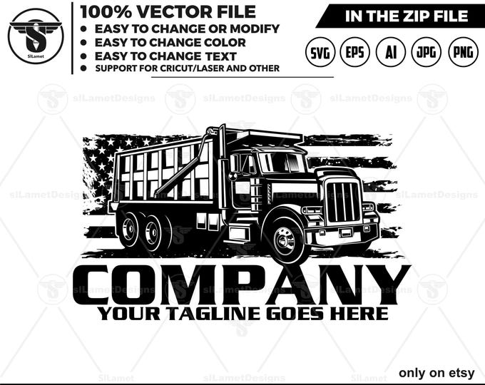 USA Dump Truck Logo: Vector Silhouette for Cricut (Digital Download)