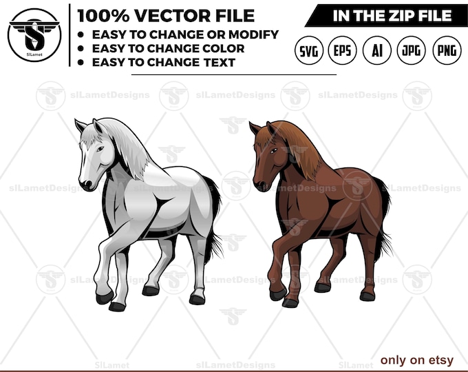 Horse svg - horse vector - white horse - brown horse