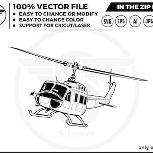 Helicóptero SVG: Clipart de Aeronave Leve para Cricut/Laser (Digital)