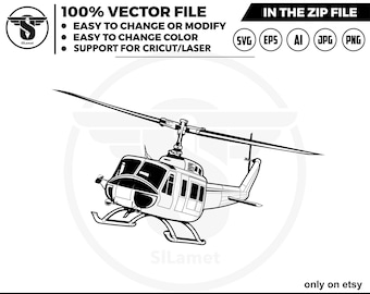 Helikopter SVG: lichte vliegtuigen clipart voor Cricut/laser (digitaal)