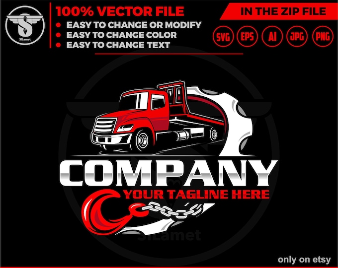 towing and repair logo - towing and mechanic logo, towing truck logo, towing logo template, towing chain svg, tow truck logo, towing service