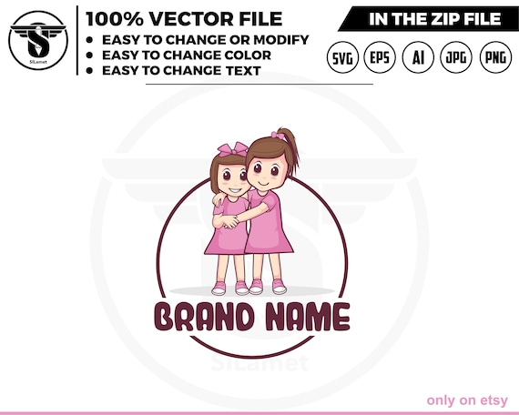 siblings logo - couple - twins logo - best friends - children's friendship - children- friends