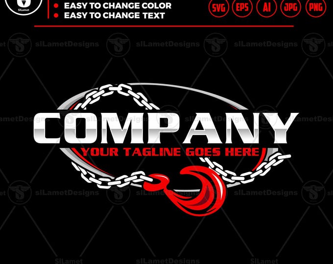 Towing Logo Template: chain hook towing vector