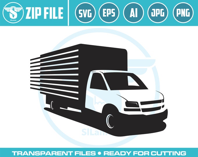 Delivery Box Truck svg Two Man Moving Refrigeration Move Ship Shipping  Cargo Move Company Trucking Design Logo SVG PNG Vector Cricut Cut