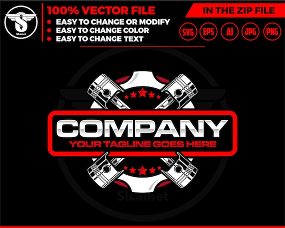 pistons car logo - car service logo - car repair logo template