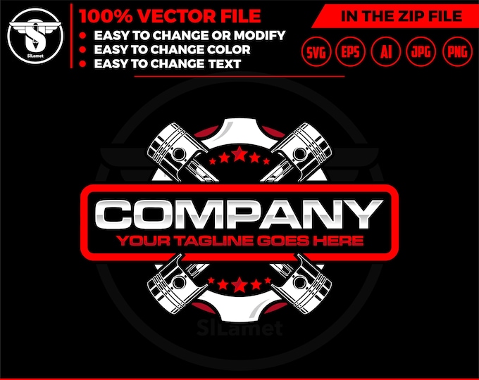 pistons car logo - car service logo - car repair logo template