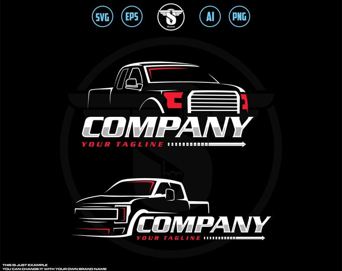 Pickup Truck Logo: Detailed Line Art Vector Designs (SVG, EPS, PNG)