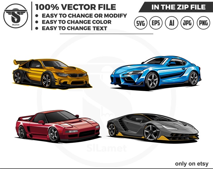 Bundle set luxury cars vector - luxury cars vector - sport car svg - Car vector - luxury cars  svg -  car for t-shirt - racing car svg