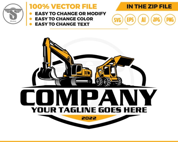 skid steer and excavator logo svg, skid steer Bulldozer logo, skid steer SVG, Wheel Loader Svg, skid steer excavator,mini excavator svg